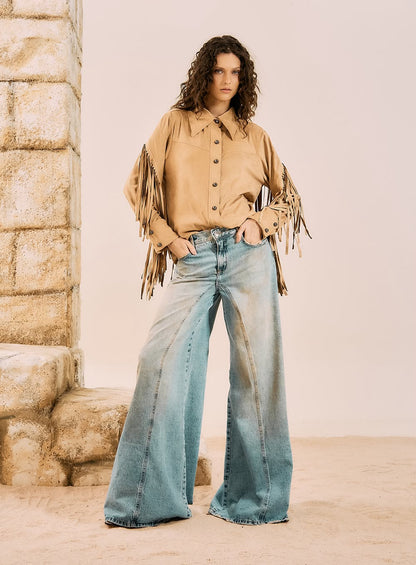 Camisa Western em Camurça com Franjas