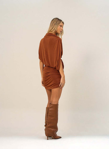 Vestido Curto Drapeado- Open