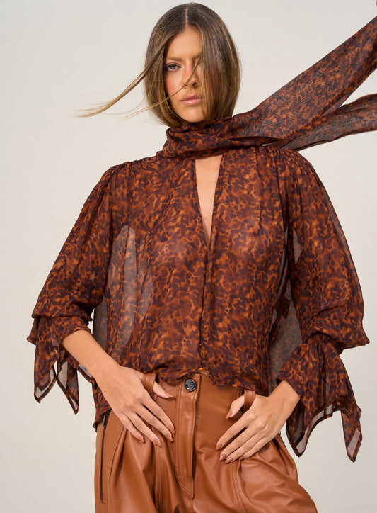 Blusa Feminina Estampa Animal Print com Amarração - Open