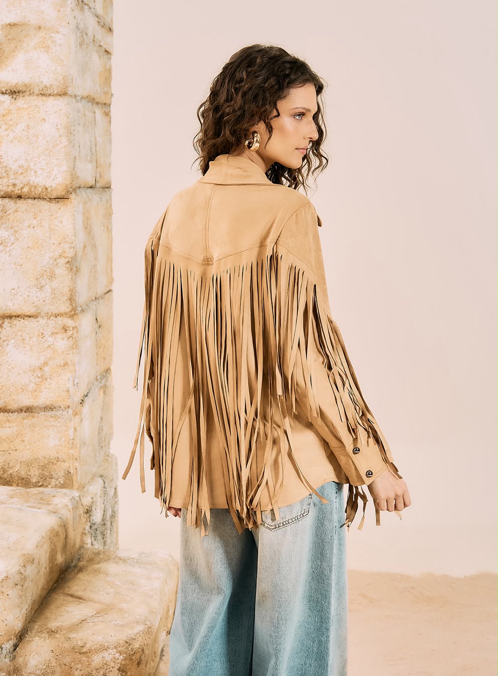 Camisa Western em Camurça com Franjas