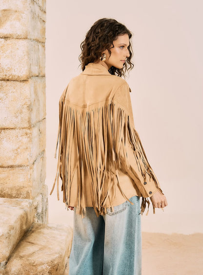 Camisa Western em Camurça com Franjas