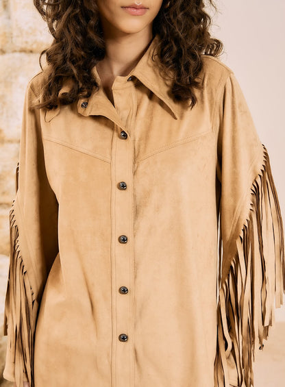 Camisa Western em Camurça com Franjas