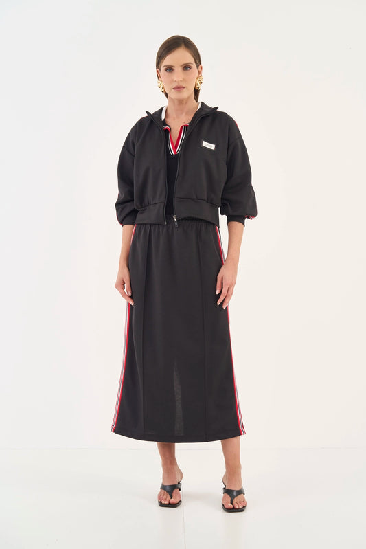 Saia Midi Comfort Com Listras Laterais - Colcci