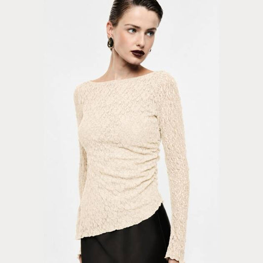 Camisola assimetrica rendada - Imperial