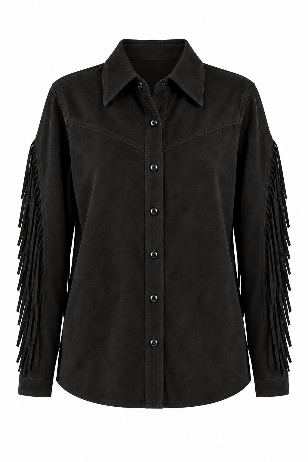 Camisa Western em Camurça com Franjas - Open