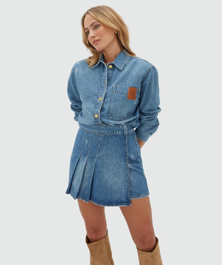 Saia denim cintura subida Iona - Josh V