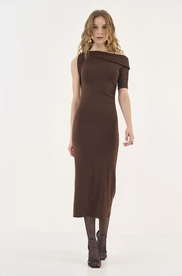 Vestido Midi Slim Assimétrico - Colcci