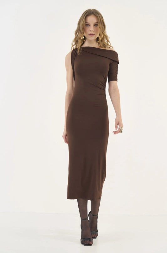 Vestido Midi Slim Assimétrico - Colcci