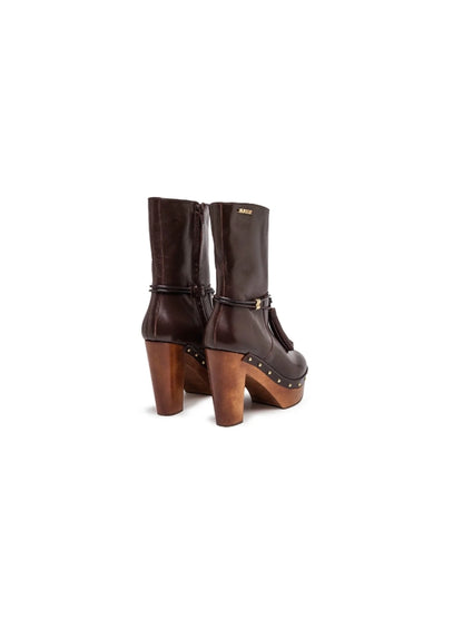 Botins plataforma em pele com franjas - Bamburi