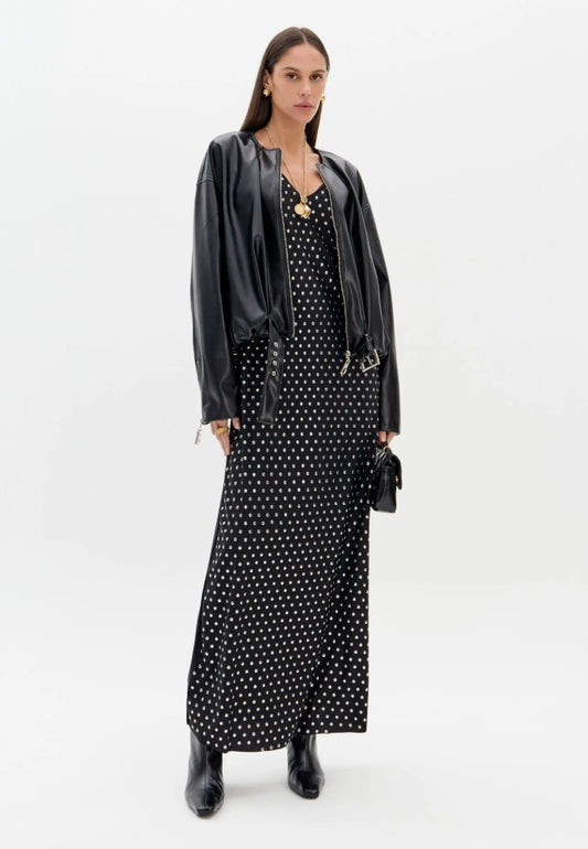 Vestido Super Midi De Alças Com Aplicações - Lança Perfume