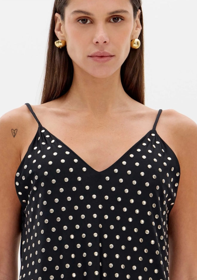 Vestido Super Midi De Alças Com Aplicações - Lança Perfume