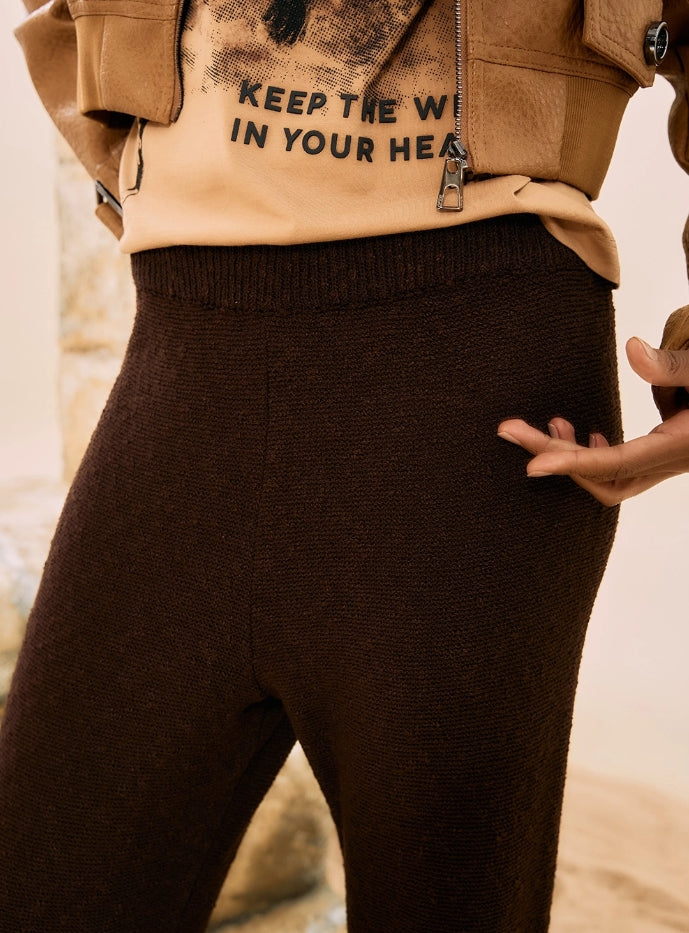 Calça wide leg tricotada - Open