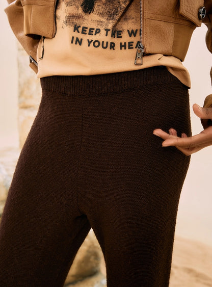 Calça wide leg tricotada - Open