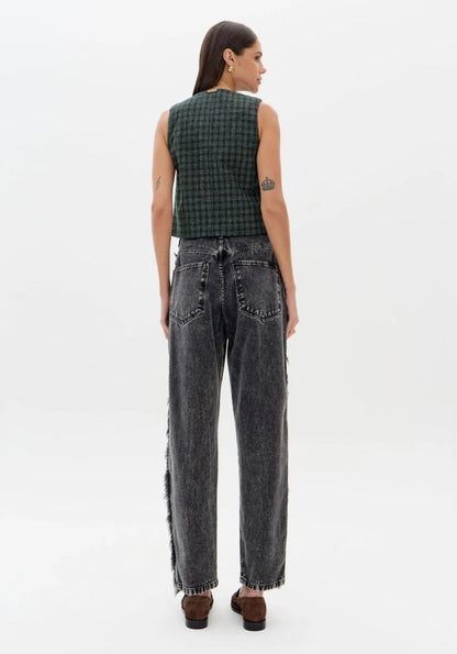 Calça Jeans Baggy Com Cintura Alta - Lança Perfume
