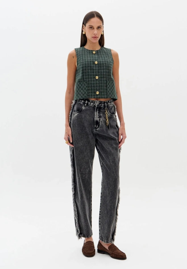 Calça Jeans Baggy Com Cintura Alta - Lança Perfume