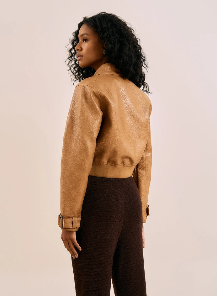 Jaqueta Cropped Ecopele Bomber - Open