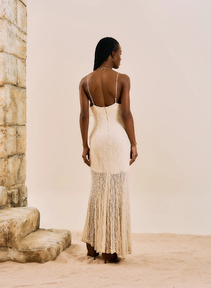 Vestido Longo Em Renda Boho - Open