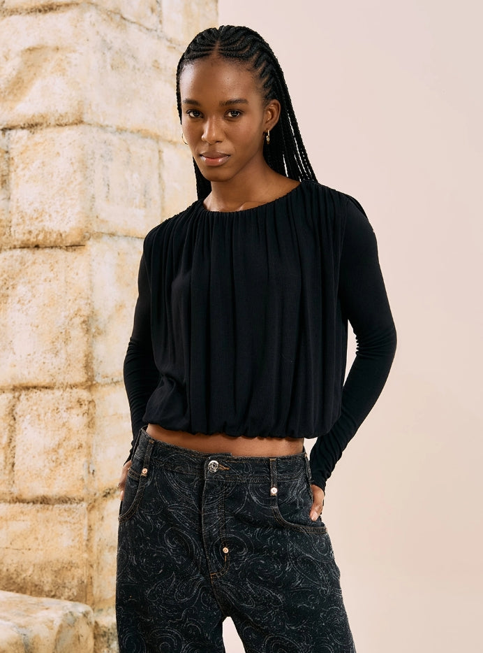 Blusa Manga Longa Drapeada .- Open