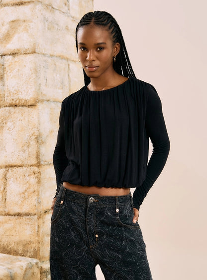 Blusa Manga Longa Drapeada .- Open