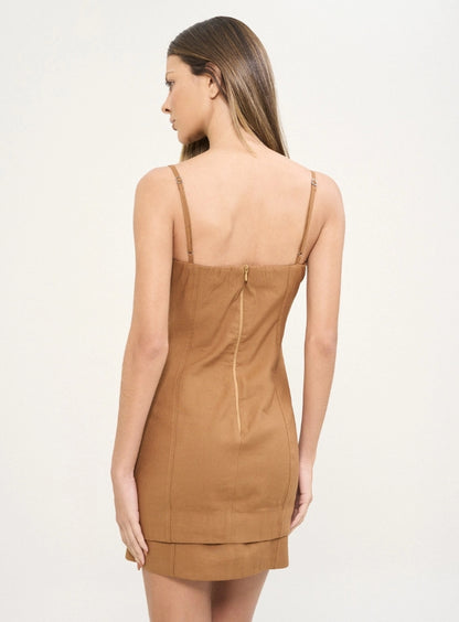 Vestido Curto Acinturado Com Fivelas Frontais - Open