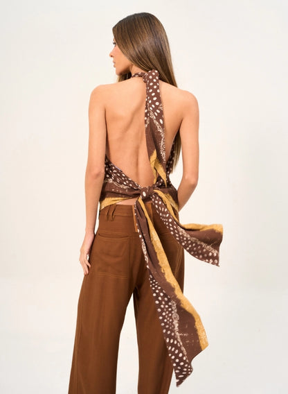 Blusa Feminina Gola Franzida Desert Spiral - Open