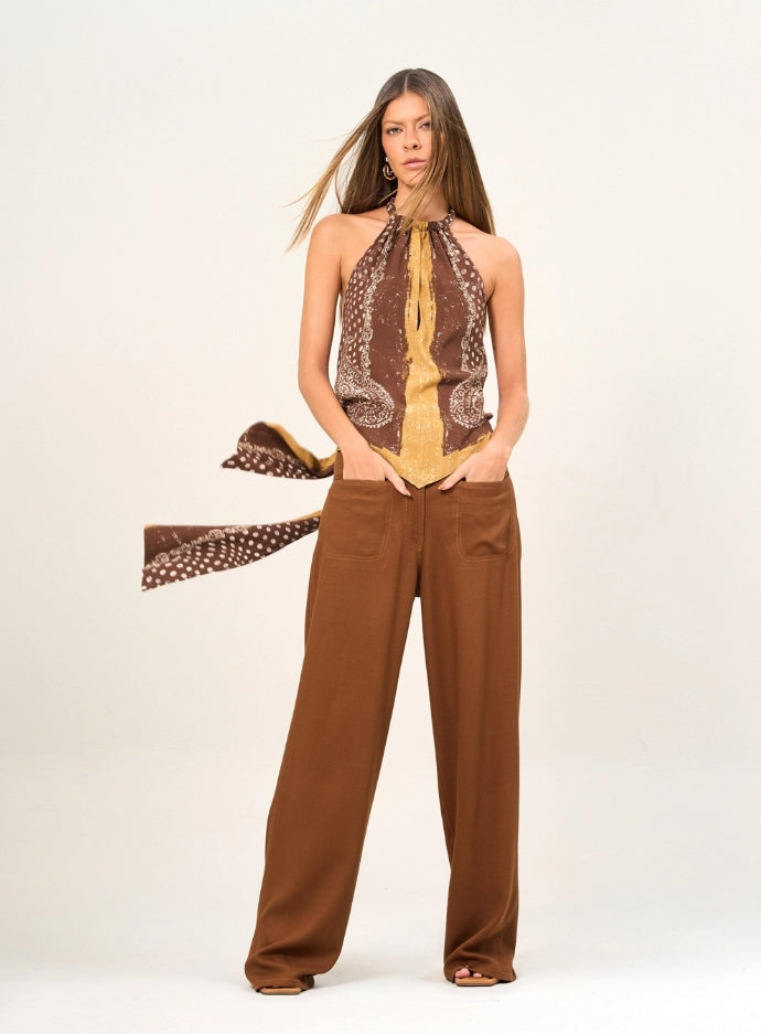 Blusa Feminina Gola Franzida Desert Spiral - Open