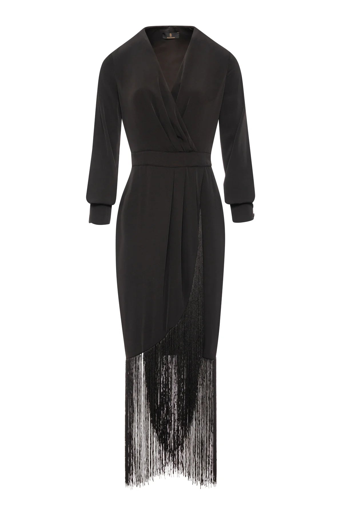 Vestido comprido slim fit com franja - Fracomina