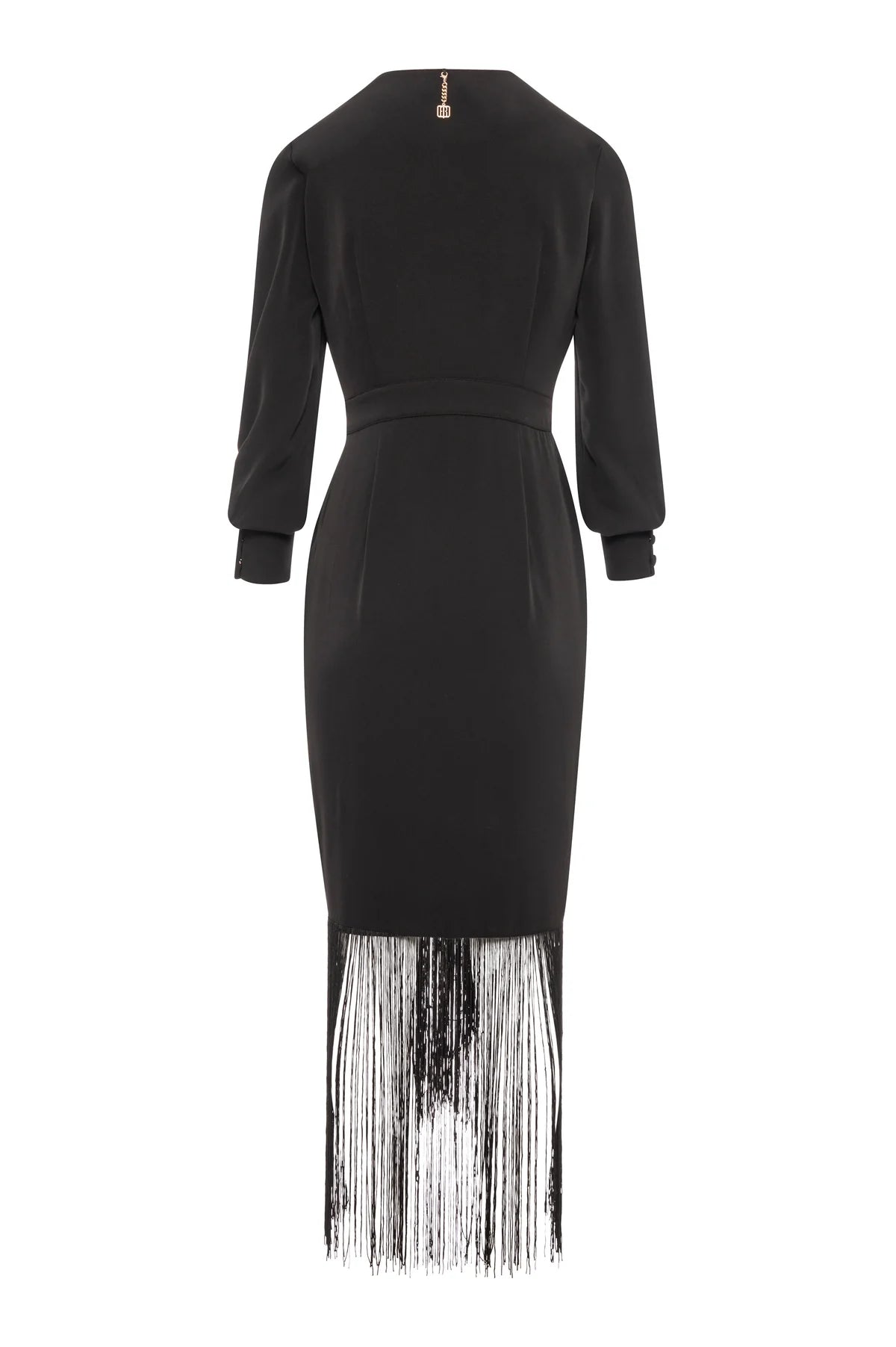 Vestido comprido slim fit com franja - Fracomina