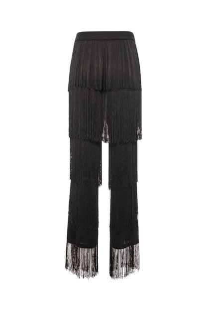 Calça do Palazzo com corte largo e franjas - Fracomina