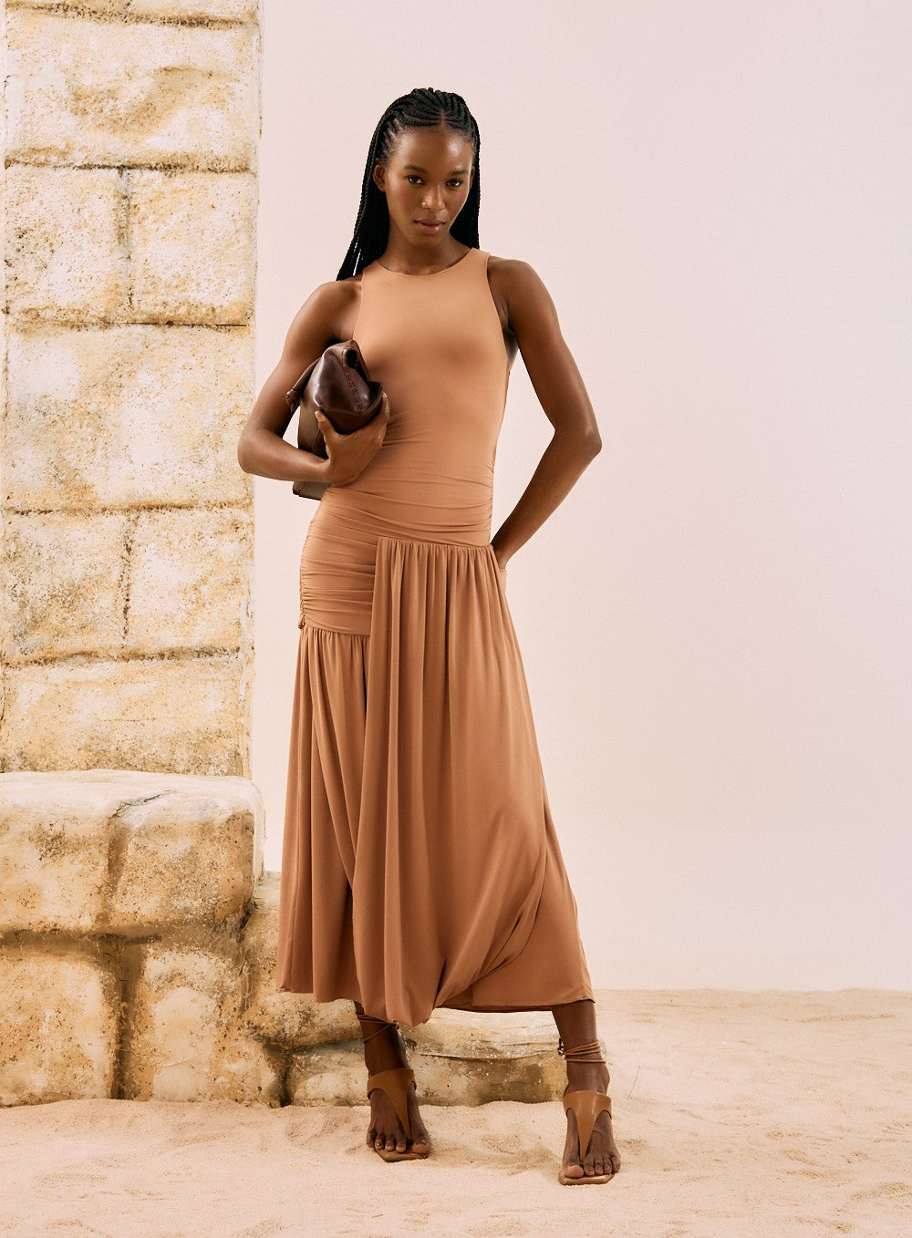 Vestido malha assimetrico - Open