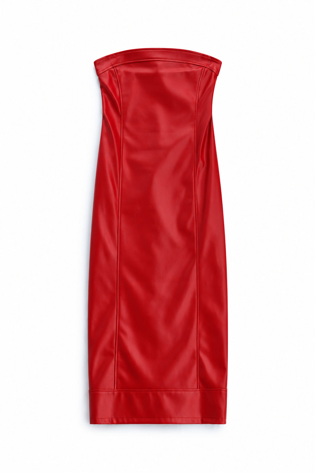 Vestido midi sem alças com decote reto - Imperial